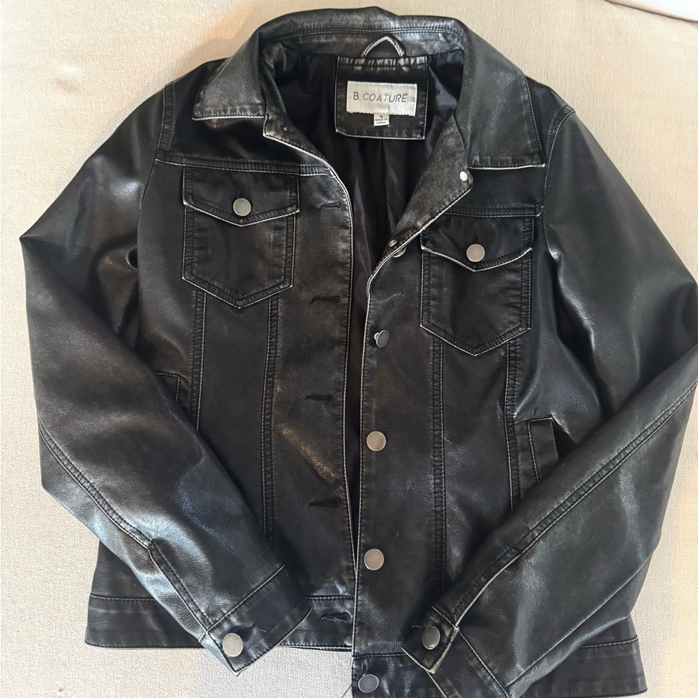 Classic Black Faux Leather Jacket for Women